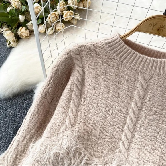 #175 Mink Cashmere Knitted Fur Stitching Twists Pullovers Winter Soft Sweaters - Picture 9 of 15